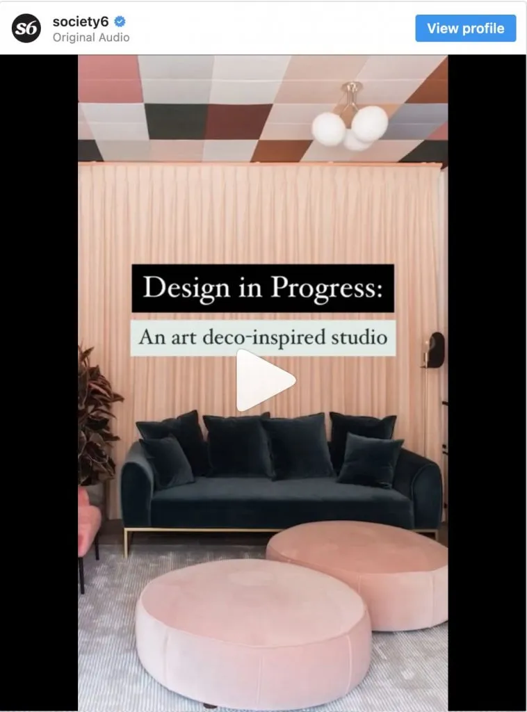 Video instagram des coulisses de Society6