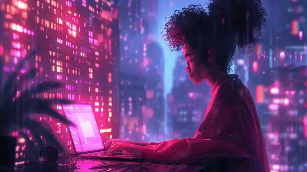 illustration montrant une blogueuse sur son site internet