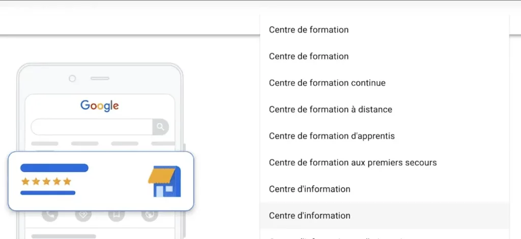 choix catégorie google business profile