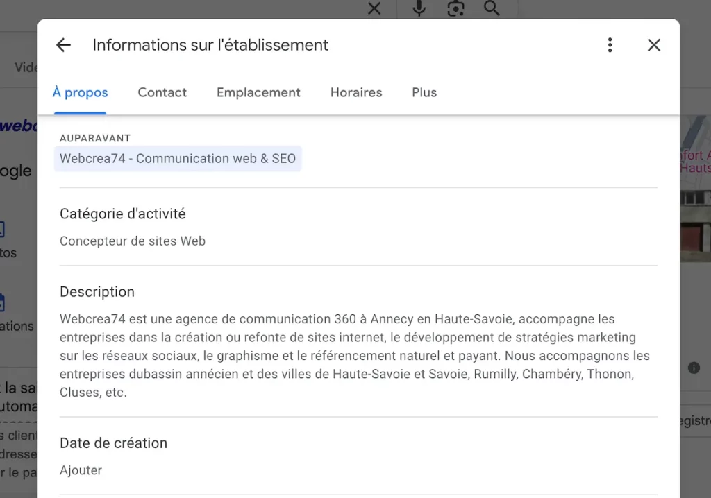 description google my business