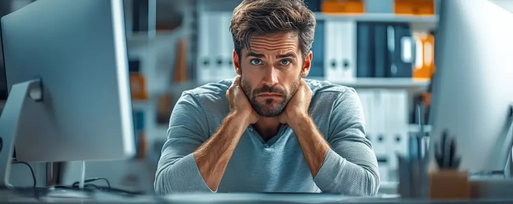 Homme stressé face à des erreurs de marketing digitale