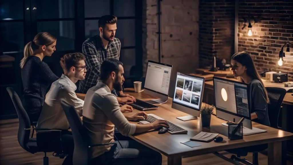 Des membres d'une agence web en train de travailler sur un site internet